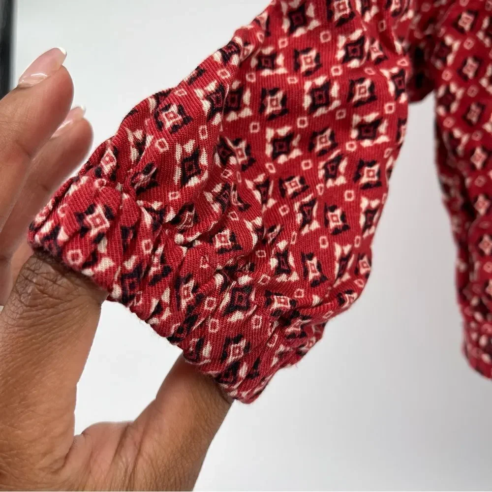 Zara Girl’s Red Abstract Aztec Print 100% Viscose Pullover Cropped Top Size 6